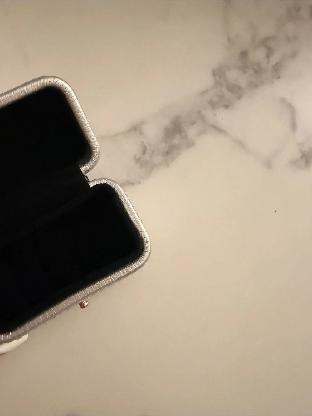 Pandora Compact Silver Jewelry Travel Case with Rose Gold Snap